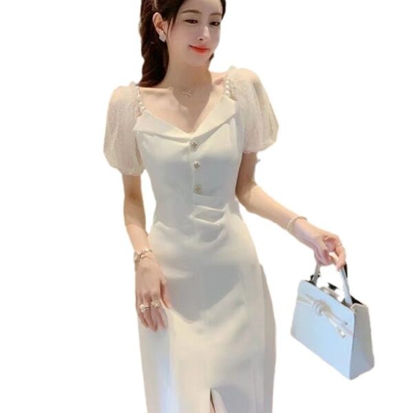 Light Luxury Off-shoulder Design V-neck Camisole Dress