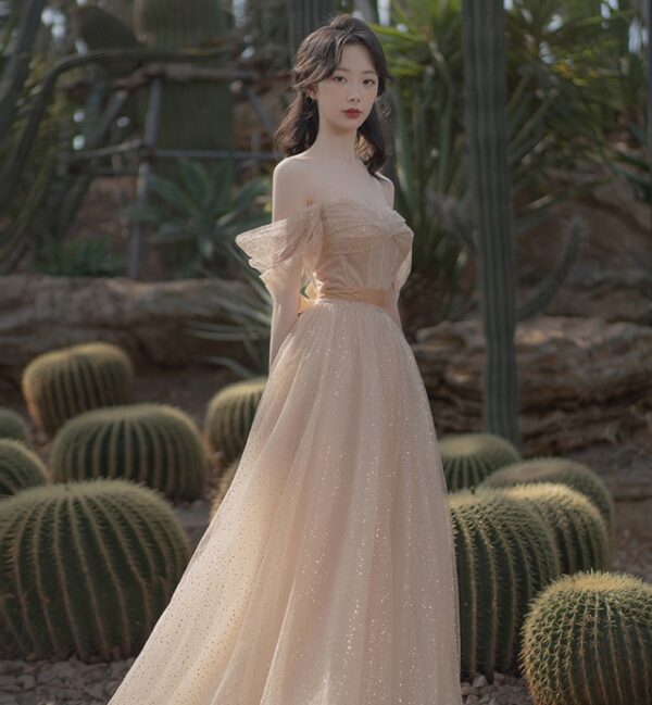 Off Shoulder High End Banquet Evening Dress
