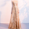 Elegant Long Golden Evening Dress Banquet