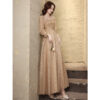 Women's Banquet Temperament Long Golden Evening Dress