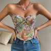 Y2K Floral Print Tube Vest Top With Back-tied Design INS Fashion Crop Corset Tank