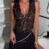 Lace Sleeveless Button Vest