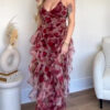 Elegant Floral Ruffled Suspender Dress