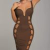 Bandage skirt manufacturer pit fabric hollow low-cut dress