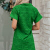 White Solid Color Eyelet Embroidered T Shirt Mini Dress