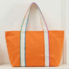 White Colorful Ricrac Detail Canvas Tote Bag