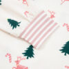 Pink Bow Christmas Tree Print Contrast Striped Banding 2pcs Lounge Set