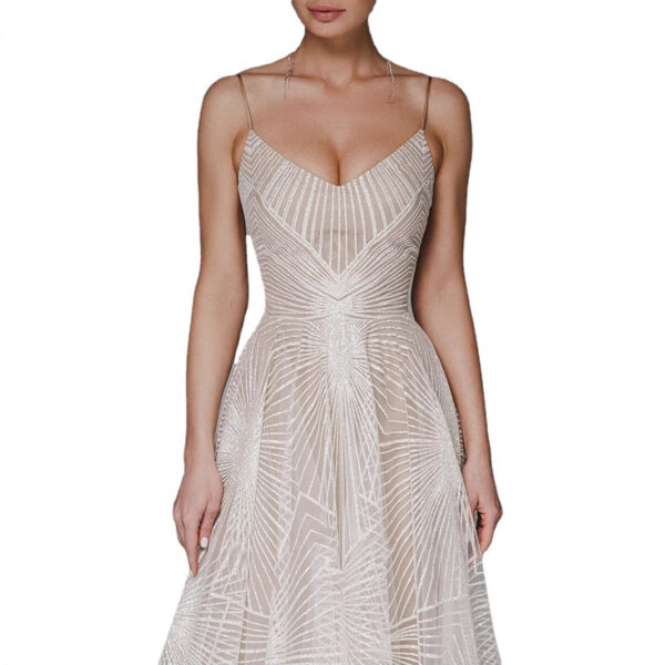 Sexy Strapless Embroidered Sleeveless Dress Evening Gown