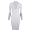 Sexy Mesh Diamond Ladies Long Sleeve Bandage Slim Dress