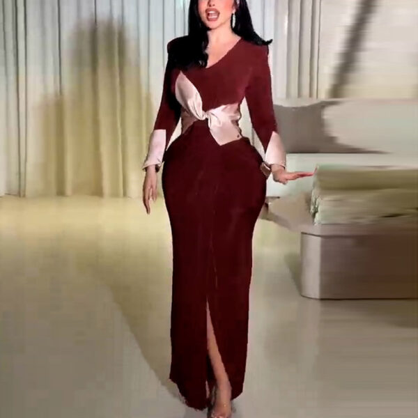 Sexy bow side slit mid length formal dress