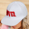 White LOVED Custom Embroidered Valentines Day Baseball Cap