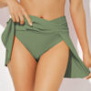 Green Criss Cross Waist Flared Swim Skirt
