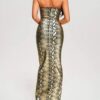 New Tight Lace up Gold Stamped Bandage Sexy Split Dress
