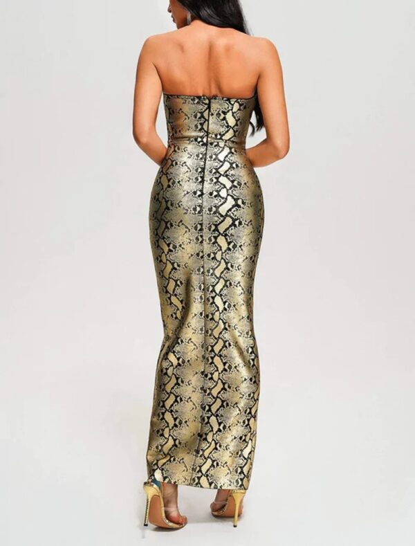 New Tight Lace up Gold Stamped Bandage Sexy Split Dress