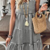 Sky Blue Stripe U Neck Sleeveless Loose Fit Mini Dress