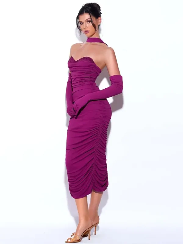 Mesh splicing bandage and suspender fashionable women's dress