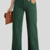 Green Crossed Waist Raw Hem Shift Jeans