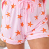 Pink Stars Short Sleeve Shirt and Shorts Bamboo Pajama Set