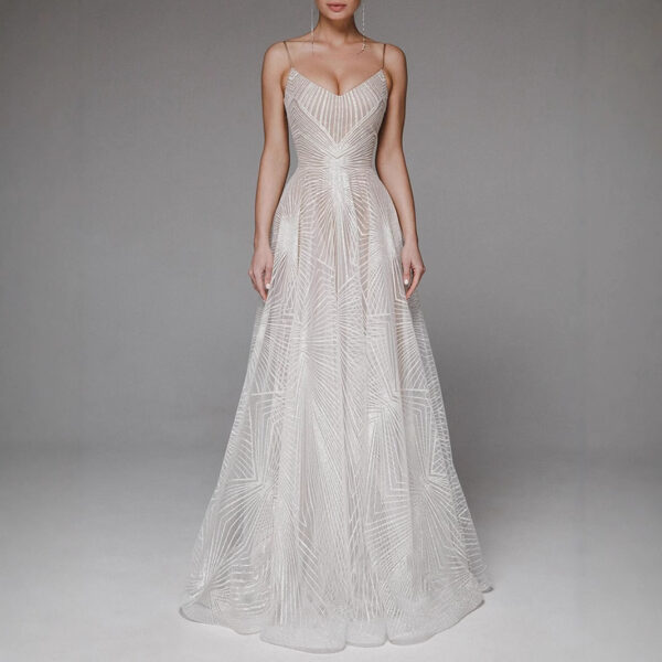 Sexy Strapless Embroidered Sleeveless Dress Evening Gown
