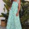 Pink Floral Lace Tied Strap Empire Waist Maxi Dress