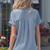 Khaki Dotted Print Cuffed Short Sleeve Shirt