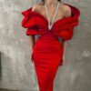 Luxury One-Shoulder Halter Neck Rhinestone Bowknot Fitted Bandage Dress