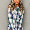 101729538-10edefb04ad5fae7.jpg Blue Plaid Print Shirt and Shorts 2Pcs Lounge Set