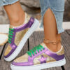 Dearlove Gold Glitter Star Patchwork PU Leather Lace-up Sneakers