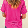Rose Red Glitter he is risen Cross Printed Crewneck Tee