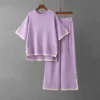 O-neck Short Sleeve Loose Sweater Casual Tops High Waist Pant 2 Piece Set