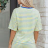 Yellow Stripe Drop Shoulder Boxy Casual Terry Short Set