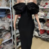 Luxury One-Shoulder Halter Neck Rhinestone Bowknot Fitted Bandage Dress
