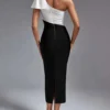 Bow Knot Single Shoulder Bandage Bodycon Midi Dresses