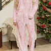 Pink Christmas Tree Nutcracker Print 2pcs Lounge Pant Set