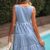 Sky Blue Stripe U Neck Sleeveless Loose Fit Mini Dress