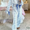 101730067-14f278e8c18ac07e.jpg Sky Blue Stripe Bow Star Print Tied Detail 2pcs Lounge Set