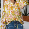 Blue Cakewalk Floral Smocked Blouse