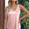 Pink Deep V Neck Loose Tank Top