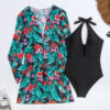 101800830-18c131128588259d.jpg Black Halter Neck Monokini with Floral Beach Cover Up