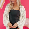 White Fashion Open Knit Hooded Beach Cover Up