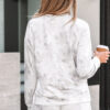 Beige Maple Camo Print Pullover Top and Elastic Waist Casual Short Set