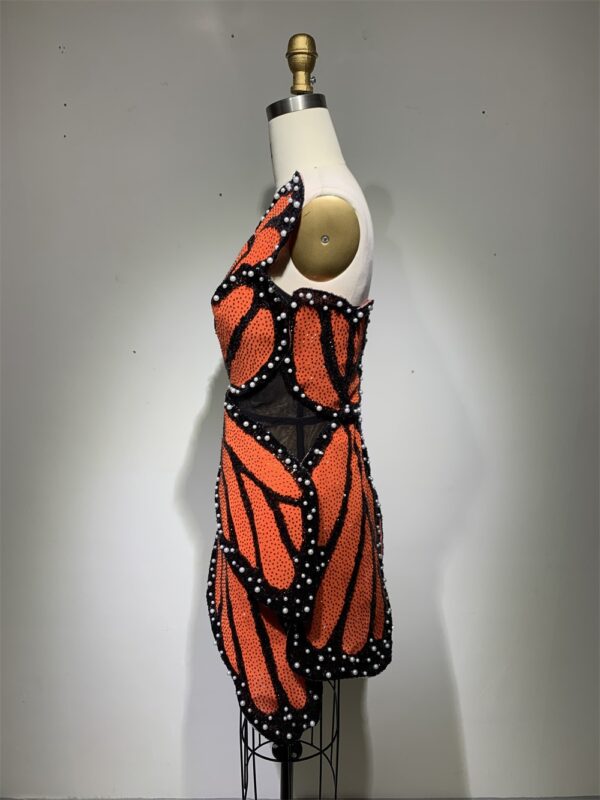 Fashionable irregular patchwork elegant beaded tight mini dress