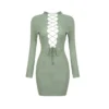 Green Long Sleeve Bodycon Bandage Dresses