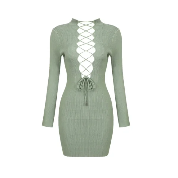 Green Long Sleeve Bodycon Bandage Dresses