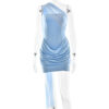 Sexy Bandage Pleated Dress with Strapless Design for Women