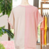 Apricot Color Block Flower Patched Loose T Shirt