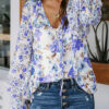 Blue Cakewalk Floral Smocked Blouse