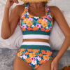 Dearlove Green Floral Print Racerback Cutout High Waist 2pcs Bikini