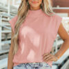 Orange Solid Color High Neck Cap Sleeve Loose Top