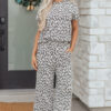 Pink Leopard Print Casual Tee and Pants 2pcs Outfit